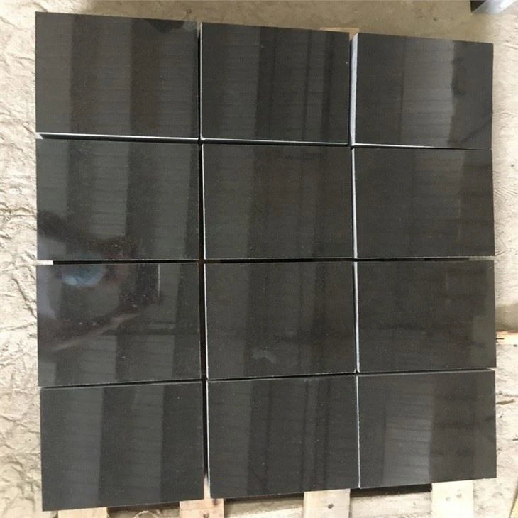 Polished black granite
