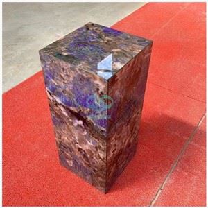 نیلے مصنوعی پتھر کے پلنتھ سائیڈ ٹیبل